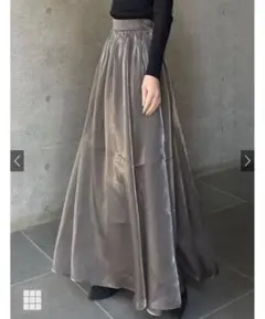 【美品】オーガンジーフレアスカートan1451 チャコール GRL