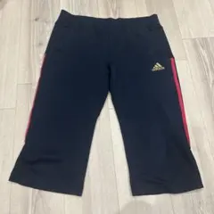 adidas ネイビー カプリパンツ　ハーフパンツ6部　UVケア　着る日焼け止め