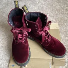 Dr.Martens ベロア　ブーツ　ボルドー　8ホール　ドクターマーチン