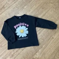 花柄プリント Tシャツ 黒　長袖　ロンT