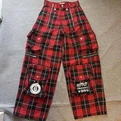 Kidill ボンテージパンツ　カーゴパンツ　タータンチェック　赤　サイズ44のサムネイル