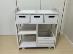 ホワイト キッチンワゴン 引き出し付き