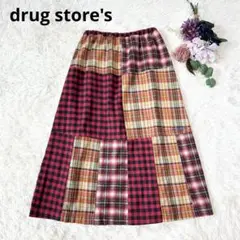 drug store's ドラッグストアーズ パッチワーク ネル生地 スカート