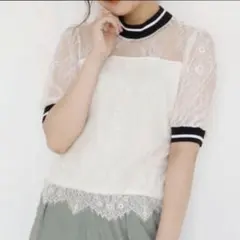 ライン入りリブレースプルオーバー