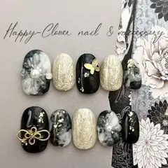 現品☆すぐ発送】成人式ネイルチップ ロング 和柄ネイル 黒金 前撮り 