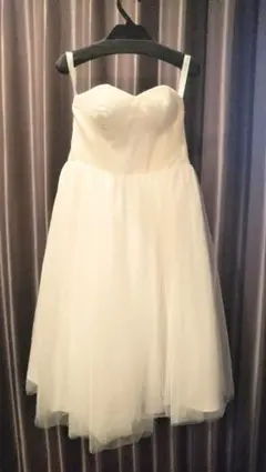 ≪パニエ・サッシュベルト等セット≫ミモレ丈ウエディングドレス