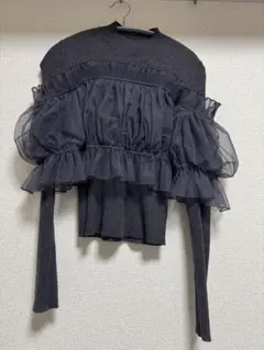 SNIDEL フリル付きダークグレー長袖セーター