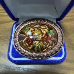 【24時間以内発送！】ヴィンテージ 七宝焼 バラデザインのブローチ