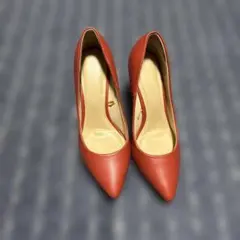 オレンジ ポインテッドトゥ ハイヒール