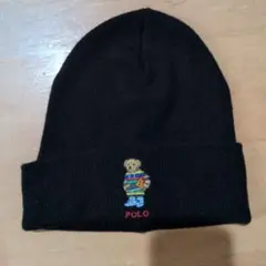 POLO RALPH LAUREN ブラックニットビーニー　ポロベア