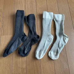わざわざ　ずれないリネン靴下　黒 ベージュ