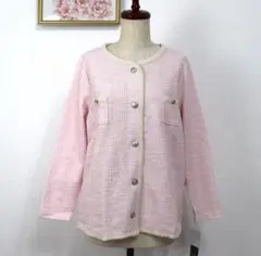 【新品】レディース ツイード ポケット ジャケット オシャレ ピンク