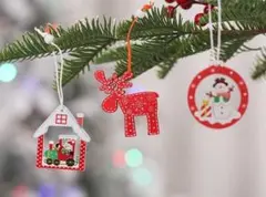 木製 クリスマス ツリー　オーナメント 　２種類１２個セット