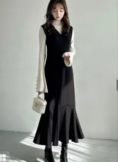 [GRL] ノースリーブマーメイドフレアワンピース