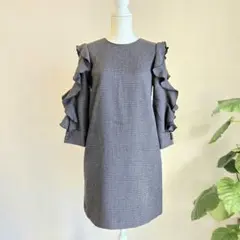 美品 Apuweiser-riche ラッフルスリーブ ワンピース チェック S