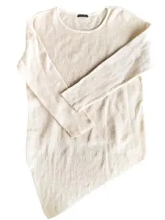 Zampaアイボリー アシンメトリック コットンニット 長袖 個性的