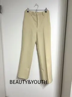 美品BEAUTY&YOUTH セミワイドストレートパンツ　スラックス　クリームM