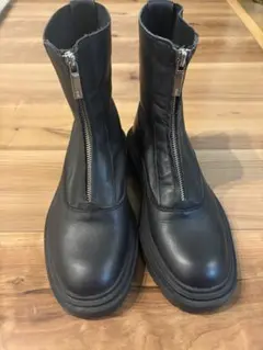 ZARAリアルレザー フロントジップ ブーツ 37 / 23.5cm