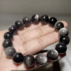 シルバーオブシディアン ブレスレット　天然石　高品質