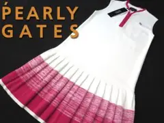 新品●パーリーゲイツ●グラデーション柄　ノースリーブ ワンピース　ホワイト/M