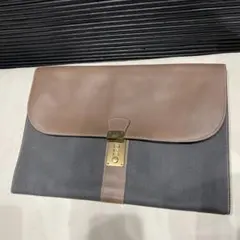 dunhill ダンヒル クラッチバッグ ダークグレー×ブラウンのサムネイル