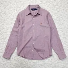 【美品】ラルフローレン 長袖シャツ クラシックフィット ホース刺繍 パープル L