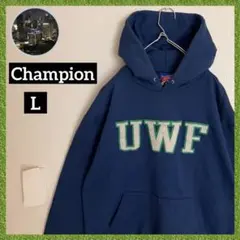 チャンピオン 裏起毛 刺繍目玉 UWF カレッジ 袖太 スウェット フーディー