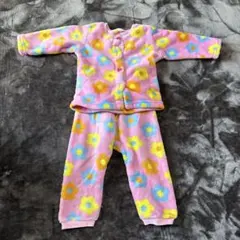 フリース花柄ベビーパジャマ90センチ(H)