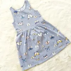 美品　H&M 蝶柄ノースリーブワンピース 122/128