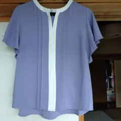 バイカラー 半袖ブラウス ラベンダー