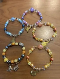 ディズニーカラフルビーズブレスレット5個セット