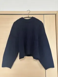ネイビー リブニットセーター 長袖