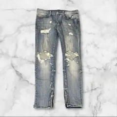 00's mnml ミニマル ダメージ加工 スキニー デニム パンツ W 32