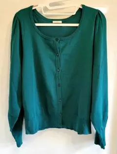 GU ジーユー ボリュームスリーブカーディガン 長袖 グリーン XXL