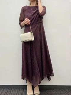 美品 Eimee Lawテープデザインショルダーフリルドレス 38 グリーン