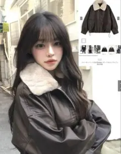 GRL ファー付きレザーブルゾン