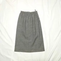 【GIVENCHY】80sハウンドトゥースチェック柄ロングスカート　モノトーンのサムネイル