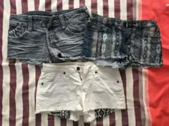 ショートパンツセット売り　デニムパンツ　ショートパンツ　デニムショートパンツ
