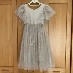 子供用ドレス 130 星柄 フリル袖 チュール 背中チャック付き 発表会 女の子