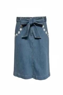 新品 WILLSELECTION デニムタイトスカートお花刺繍