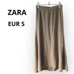 ZARA ザラ ニット フレアスカート ウエストゴム ベージュ EUR S