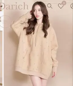Darich ビジュー付きベージュパーカー