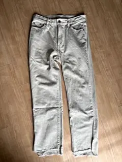 ミラオーウェン　裾段差脇スリットデニム パンツ