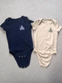 GAP 半袖ロンパース 2枚セット ネイビー ベージュ