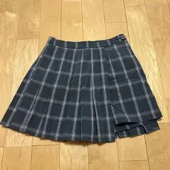 Tinajojun ネイビー チェック プリーツスカート