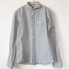 ナノユニバース Sチェック柄 長袖シャツ くるみボタン