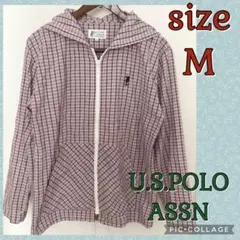 U.S. POLO ASSN. チェック柄 ジップアップパーカー Mのサムネイル