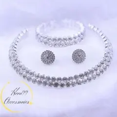 二連 チョーカー シルバー W 社交ダンス ベリーダンス ネックレスセット