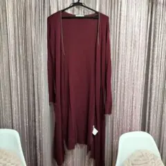 バーガンディ ロングカーディガン Fサイズ