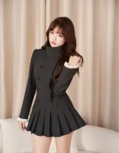 ダブルボタントレンチワンピセット S BLACK